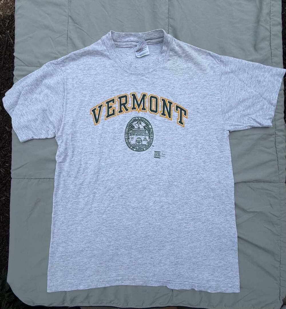 Vintage Hanes Heavyweight University of Vermont Heather Grey T-Shirt Medium